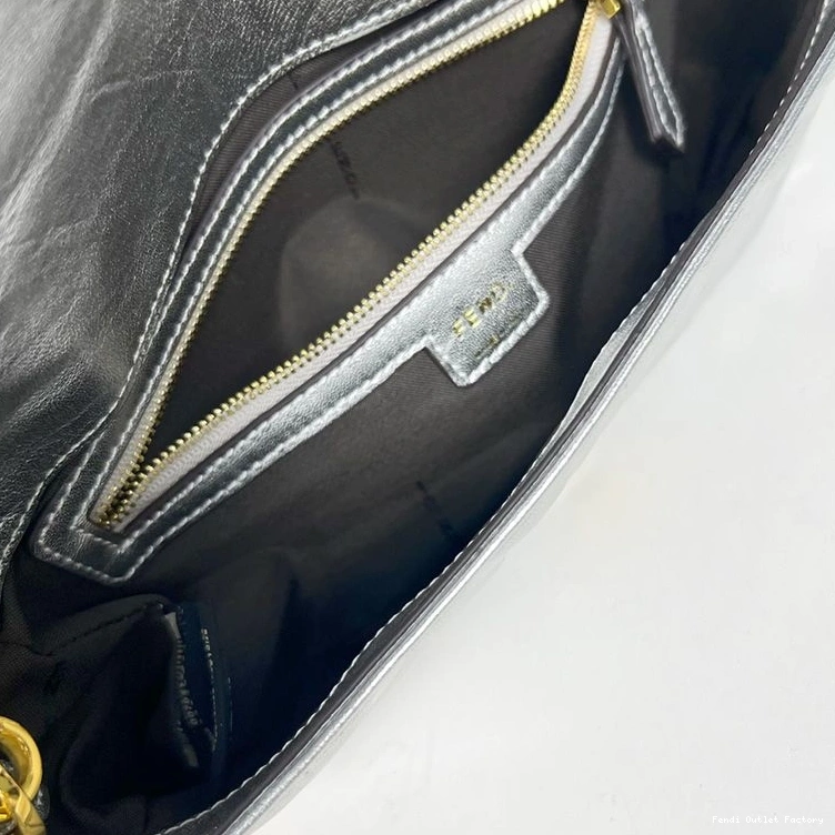 Cheap HOT Baguette Motif In Silver FF Medium Fendi Bag Nappa Leather 0724